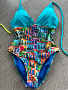Old San Juan One Piece Neon Collection Blue